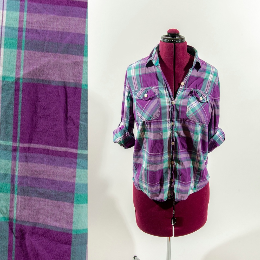 Purple Plaid Button Up